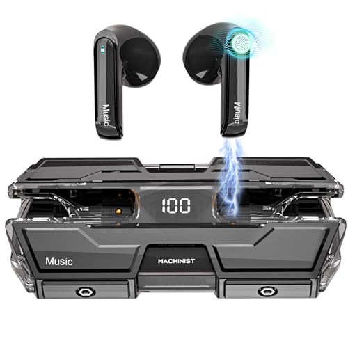 KUKUPOW Earbuds Bluetooth, Wireless Earbuds, 5.3 Bluetooth in Ear Kopfhörer, mit LED-Anzeige, USB-C, 130H Lange Standby Zeit, Stereoklang, Geräuschunterdrückung(Schwarz) von KUKUPOW