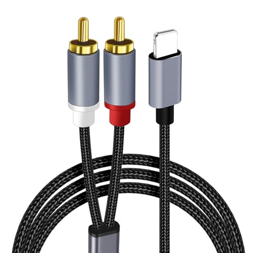RCA Kabel, Lightn-ing auf Chinch Kabel, IOS auf Cinch Klinke Aux Audio Adapter für Phone 13 13 Pro 13 Pro Max 13 Mini 12 12 Pro Max 12 Mini 11 Pro Max XS X 8 7 (1M) von KUKUPOW