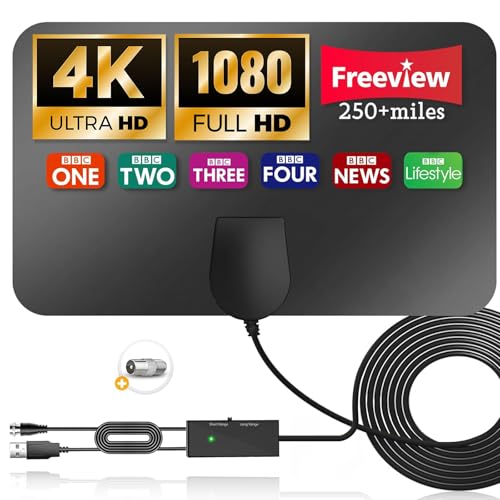 Zimmerantenne für Fernseher, DVB-T2 Antenne, DVB-T2 Antenne mit Verstärker Innen, Unterstützt 4K 1080P HD, 5m Kabel Geeignet für Alle Herkömmlichen und HDTV Geräte Zimmerantenne für Fernseher, DVB-T2 Antenne, DVB-T2 Antenne mit Verstärker Innen, Unterstützt 4K 1080P HD, 5m Kabel Geeignet für Alle Herkömmlichen und HDTV Geräte von KUKUPOW