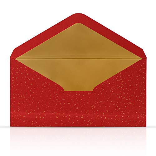 10 Briefumschläge Briefkuverts Rot mit Gold Metallic Innenfutter 110 x 220 mm für Grußkarten Gutscheine Geldgeschenke Einladungsumschläge von KULTLOGGEN
