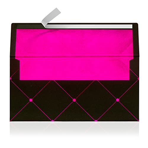 10 Briefumschläge Briefkuverts Schwarz mit Pink Metallic Innenfutter 110 x 220 mm für Grußkarten Gutscheine Geldgeschenke Einladungsumschläge (Schwarz, Pink) von KULTLOGGEN