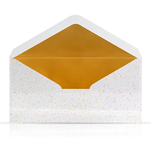 10 Briefumschläge Briefkuverts Weiß mit Gold Metallic Innenfutter Nassklebung 110 x 220 mm für Grußkarten Gutscheine Geldgeschenke Einladungsumschläge von KULTLOGGEN