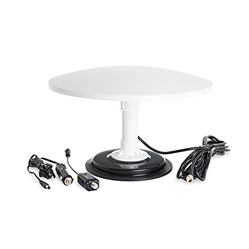 KUMA Cosmos DVBT2 Antenne mit Verstärker – Draussen Fernseher DVBT 2 Dachantenne HDTV Kit – Starke Magnetfuß DVB-T2 TV für Wohnmobil Wohnwagen Auto Boot LKW – 12v Omnidirektionales Digitales HD Set von KUMA