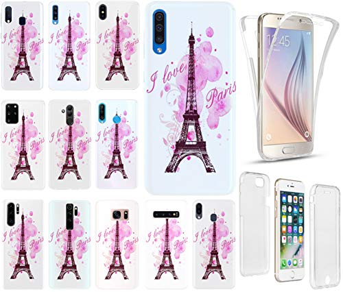Hülle für Huawei Mate 20 Lite Handyhülle Motiv 1078 Eifelturm Paris Frankreich Rosa Pink Premium Hülle Silikon Fullbody 360 Grad Rundum SchutzHülle Softcase HandyCover Hülle für Huawei Mate 20 Lite von KuMo