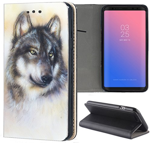 KuMo Hülle für Apple iPhone 6 / 6s Handyhülle Design 1244 Wolf Grau aus Kunstleder Schutzhülle Smart Cover Klapphülle Handy Case Hülle für Apple iPhone 6 / 6s von KuMo