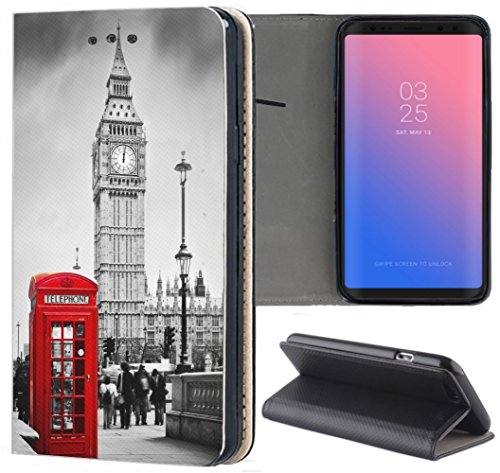 KuMo Hülle für Apple iPhone 7/8 Handyhülle Motiv 1103 London Big Ben England Rot Grau aus Kunstleder Schutzhülle Smart Cover Klapphülle Handy Case Hülle für Apple iPhone 7/8 von KuMo