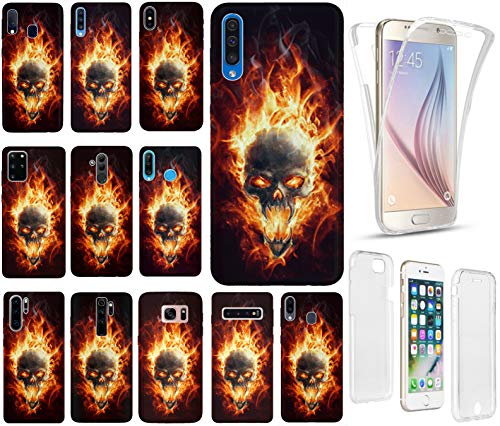 KuMo Hülle für Huawei P30 PRO Handyhülle Motiv 1095 Totenkopf Skull Feuer Premium Hülle Silikon Fullbody 360 Grad Rundum SchutzHülle Softcase HandyCover Hülle für Huawei P30 PRO von KuMo