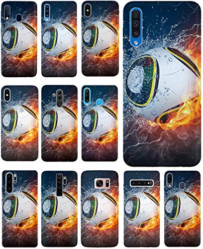 KUMO Hülle für Huawei Y6 2018 Handyhülle Design 1359 Fußball Fussball im Feuer Abstract aus flexiblem Silikon SchutzHülle Softcase HandyCover Hülle für Huawei Y6 2018 von KUMO
