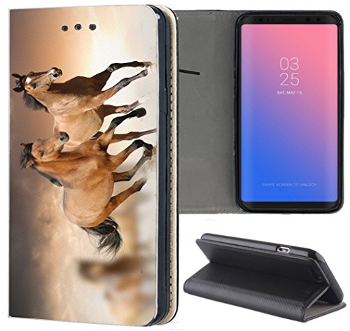 KUMO Hülle für Nokia 5.1 Plus Handyhülle Design 1304 Pferd Pferde Braun aus Kunstleder Schutzhülle Smart Cover Klapphülle Handy Case Hülle für Nokia 5.1 Plus von KUMO