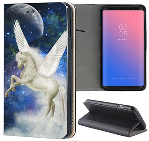 KUMO Hülle für Samsung Galaxy A3 2017 Handyhülle Design 1581 Pferd Weiß mit Flügeln Pegasus aus Kunstleder Schutzhülle Smart Cover Klapphülle Handy Case Hülle für Samsung Galaxy A3 2017 von KUMO