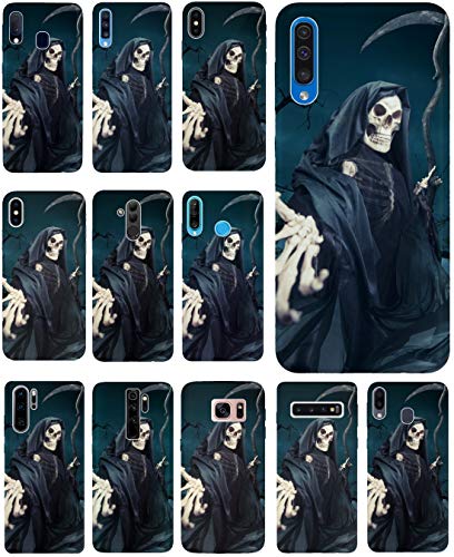 KUMO Hülle für Samsung Galaxy A51 Handyhülle Design 1332 Sensenmann Totenkopf Skull Bones aus flexiblem Silikon SchutzHülle Softcase HandyCover Hülle für Samsung Galaxy A51 von KUMO