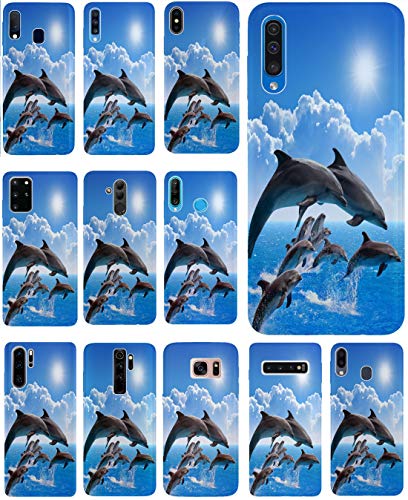 KUMO Hülle für Samsung Galaxy J6 Plus 2018 Handyhülle Design 1297 Delfin Delfine Blau Grau aus flexiblem Silikon SchutzHülle Softcase HandyCover Hülle für Samsung Galaxy J6 Plus 2018 von KUMO