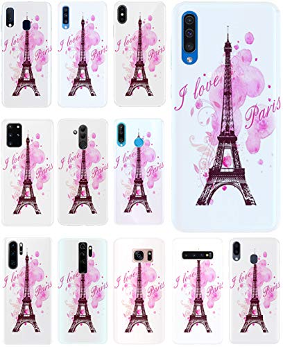 KUMO Hülle für Samsung Galaxy S7 Edge Handyhülle Design 1078 Eifelturm Paris Frankreich Rosa Pink aus flexiblem Silikon SchutzHülle Softcase HandyCover Hülle für Samsung Galaxy S7 Edge von KUMO