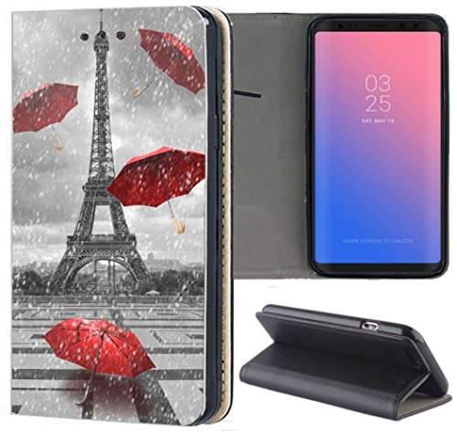 KUMO Hülle für Samsung Galaxy S8 Handyhülle Motiv 1107 Eifelturm Paris Frankreich aus Kunstleder Schutzhülle Smart Cover Klapphülle Handy Case Hülle für Samsung Galaxy S8 von KUMO