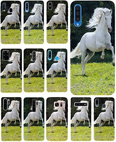 KUMO Hülle für Samsung Galaxy S9 Handyhülle Design 1019 Pferd Hengst auf Wiese Weiß aus flexiblem Silikon SchutzHülle Softcase HandyCover Hülle für Samsung Galaxy S9 von KUMO