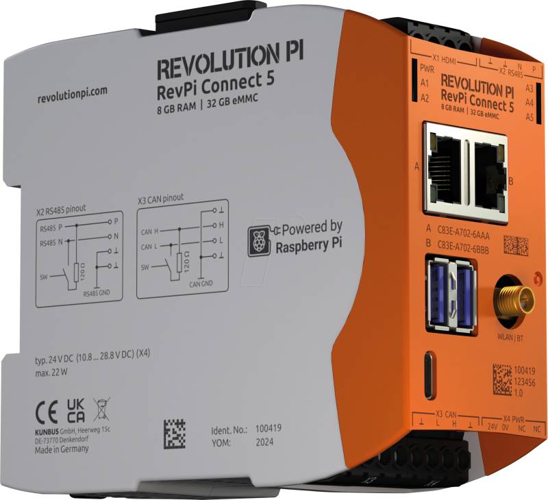 REVPI C5 32G4W - RevPi Connect 5 32 GB 4 GB WLAN RS485 von KUNBUS