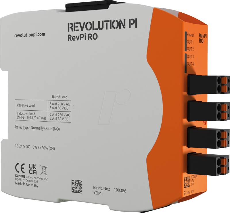 REVPI RO - RevPi Relais Ausgangsmodul, 5A/230VAC/30VDC (NO) von KUNBUS