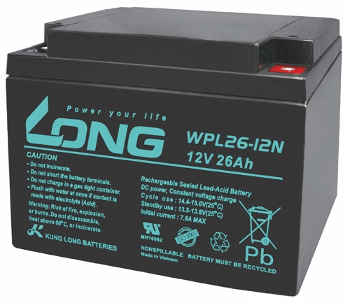 KUNG LONG Blei-Akkumulator Longlife, WPL26-12N-M, 12 V-, 26 Ah von KUNG LONG