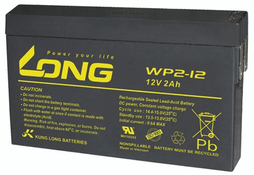 KUNG LONG Blei-Akkumulator Standby, WP2-12, 12 V-, 2 Ah, Faston 4,8 mm von KUNG LONG