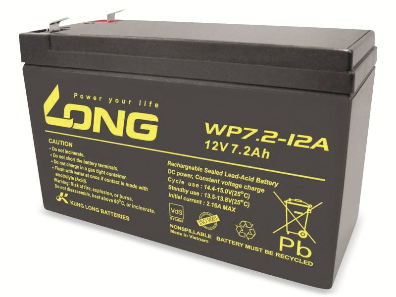 KUNG LONG Blei-Akkumulator WP7.2-12A, 12 V-/7,2 Ah von KUNG LONG