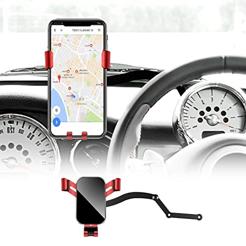 KUNGKIC Auto-Handy-Halterung Verstellbare Autotelefon-Halterung Compatible with Mini Cooper R50 R52 R53 Zubehör Innenraum 360°Drehung Zink-Legierung ABS(Faltbar-Rot) von KUNGKIC
