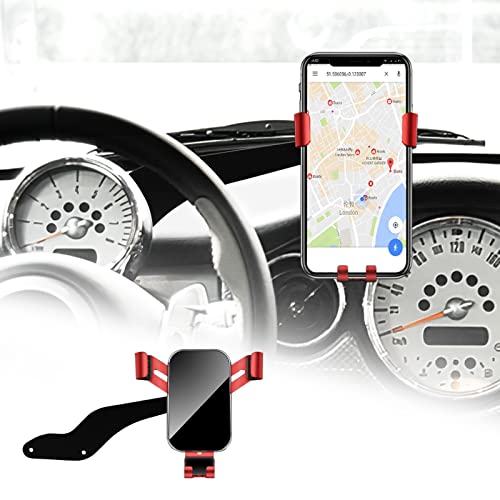 KUNGKIC Auto-Handy-Halterung Verstellbare Autotelefon-Halterung Compatible with Mini Cooper R50 R52 R53 Zubehör Innenraum 360°Drehung Zink-Legierung ABS(Rot) von KUNGKIC