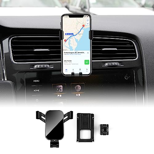 KUNGKIC Auto-Handy-Halterung Verstellbare Autotelefon-Halterung Compatible with VW Volkswagen 2014-2019 Golf 7 GTI MK7 Zubehör Innenraum 360°Drehung Zink-Legierung ABS (Schwarz) von KUNGKIC