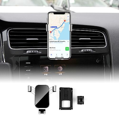 KUNGKIC Auto-Handy-Halterung Verstellbare Autotelefon-Halterung Compatible with VW Volkswagen 2014-2019 Golf 7 GTI MK7 Zubehör Innenraum 360°Drehung Zink-Legierung ABS (Silber) von KUNGKIC