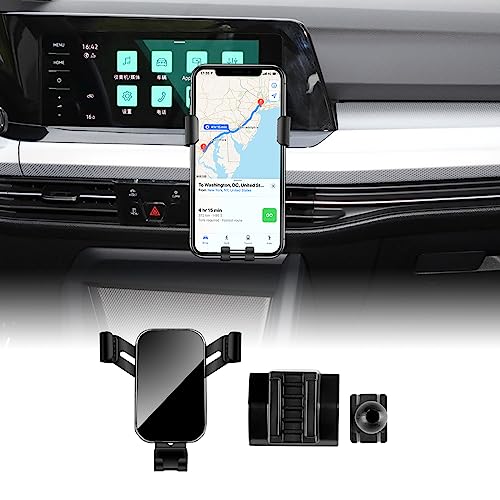 KUNGKIC Auto-Handy-Halterung Verstellbare Autotelefon-Halterung Compatible with VW Volkswagen 2020-2023 Golf 8 GTI MK8 Zubehör Innenraum 360°Drehung Zink-Legierung ABS (Schwarz) von KUNGKIC