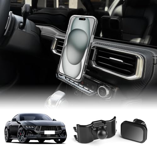KUNGKIC Auto-Telefonhalterung Einstellbare Auto-Telefonhalterung Kompatibel mit Ford Mustang 2024 2025 Zubehör Innenraum 360° Rotation Schwarz (Haftmagnet) von KUNGKIC