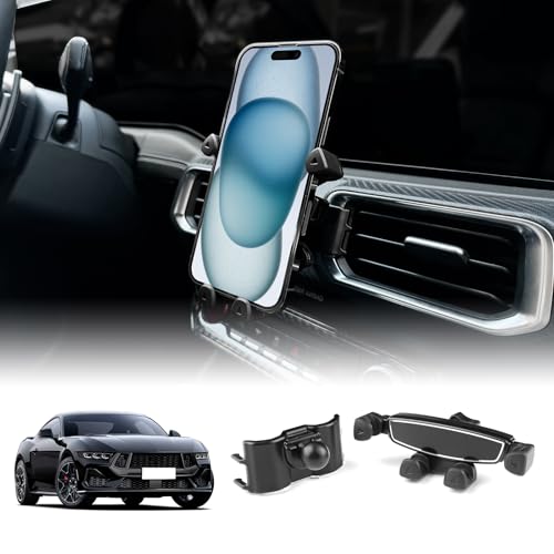 KUNGKIC Auto-Telefonhalterung Einstellbare Auto-Telefonhalterung Kompatibel with Ford Mustang 2024 2025 Zubehör Innenraum 360° Rotation Schwarz (Schwerkraft Clip) von KUNGKIC