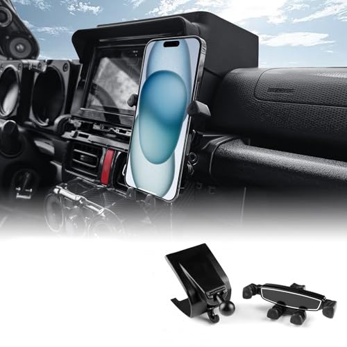 KUNGKIC Für Suzuk Jimny JB64 JB74 2019 2020 2021 2022 2023 2024 Auto-Handy-Halterung Verstellbare Autotelefon-Halterung Zubehör Innenraum 360°Drehung Zink-Legierung ABS (A) von KUNGKIC