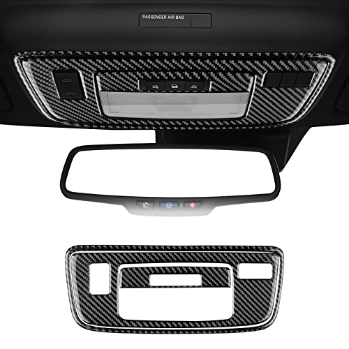 KUNGKIC Kohlefaser Auto Dach Leselicht Schalter Panel Abdeckung Trimmen Innenbereich Aufkleber Compatible with Chevrolet Camaro 2010 2011 2012 2013 2014 2015 Zubehör(Schwarz) von KUNGKIC