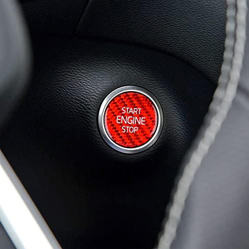 KUNGKIC Kohlefaser Auto-Motor-Start-Stopp-Schalter Carbon Fiber Engine Start Button Compatible with Volvo XC40 zubehör innenraum Rot von KUNGKIC