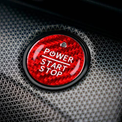 KUNGKIC Kohlefaser Auto-Motor-Start-Stopp-Schalter Zündschalter Button Aufkleber Innenbereich Drucktaste Schutzfunktion Compatible with Ford Mustang Mach-E 2021 2022 Zubehör (Rot) von KUNGKIC