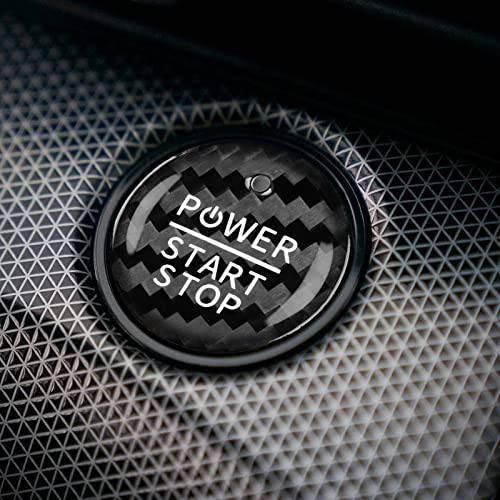 KUNGKIC Kohlefaser Auto-Motor-Start-Stopp-Schalter Zündschalter Button Aufkleber Innenbereich Drucktaste Schutzfunktion Compatible with Ford Mustang Mach-E 2021 2022 Zubehör (Schwarz) von KUNGKIC