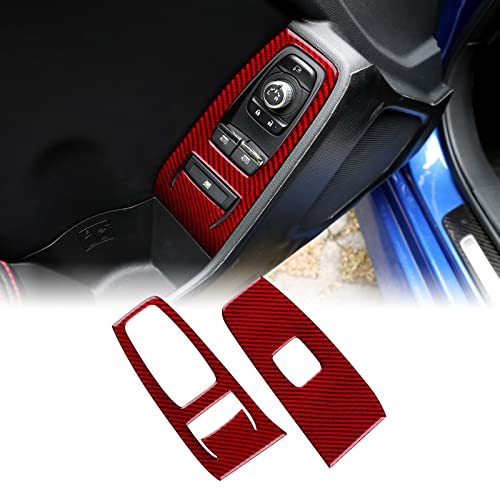 KUNGKIC Kohlefaser Innentür Auto Bedienfeld Fensterglas Hebe Schalter Konsole Abdeckung Aufkleber Dekoration Compatible with Subaru BRZ ZN8 Toyota 86 ZN8 2021 2022 2023 Zubehör Rot von KUNGKIC