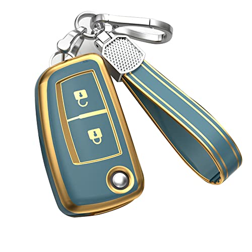 KUNIO Autoschlüssel Hülle passt für Nissan Sunny Qashqai J11 X-Trail Murano Kashkay Juke TPU Schlüssel Gehäuse Klapp Schlüsselanhänger Schlüssel Cover 2 Tasten A Grau von KUNIO