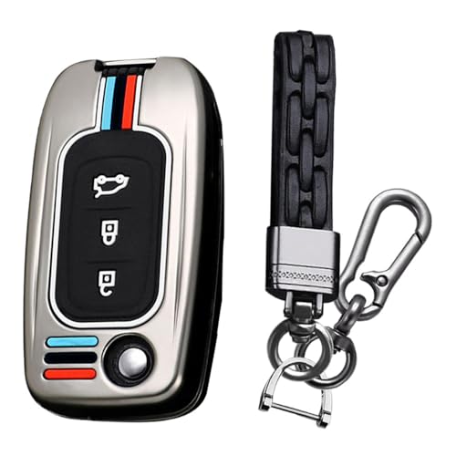 KUNIO Klapp Schlüsselhülle Passt für Renault Sandero Stepway Logan Clio Arkana captur Kadjar Autoschlüssel Hülle Metallgehäuse Schutz Schlüsselanhänger 3 Tasten A Schwarz von KUNIO