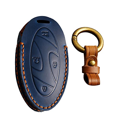 KUNIO Schlüsselhülle Passt für Hyundai Ioniq 6 Grandeur GN7 KONA 2023 Autoschlüssel Hülle Leder Schlüsselanhänger Schlüsseletui schlüsselhülle Cover 7 Tasten Blau von KUNIO