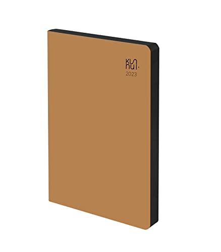 Kunnui - Kalender Januar 2023 Dezember 2023 - Kunstleder - Wochenansicht - Größe 15x21 (A5) - Zweisprachig: Spanisch - Englisch - Clay von KUNNUI