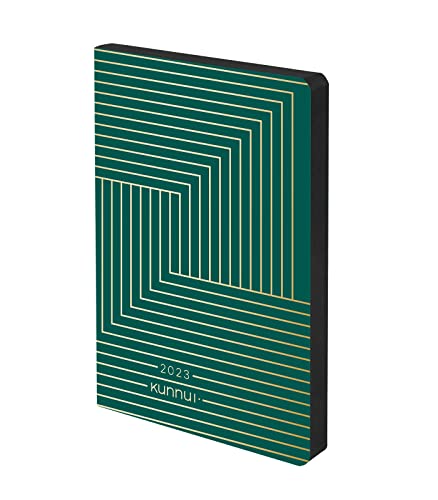 Kunnui - Kalender Januar 2023 Dezember 2023 - Leder - Wochenansicht - Größe 15x21 (A5) - Zweisprachig: Spanisch - Englisch - Forest Optical von KUNNUI