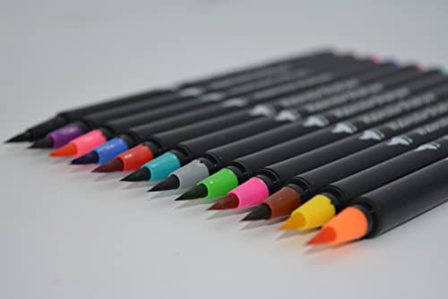 KUNSTIFY Brush Pen Aquarellstifte,Farben Set, Filzstifte Pinselstifte Fasermaler 1-5 mm, Stifte für Kalligraphie Hand-Lettering Bullet Journal Mandala Manga Aquarell (12 Farben) von KUNSTIFY