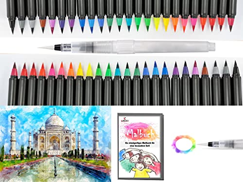 KUNSTIFY Brush Pen Aquarellstifte,Farben Set, Filzstifte Pinselstifte Fasermaler 1-5 mm, für Kalligraphie Hand-Lettering Bullet Journal Mandala Comics Manga Aquarell (24 Farben) von KUNSTIFY