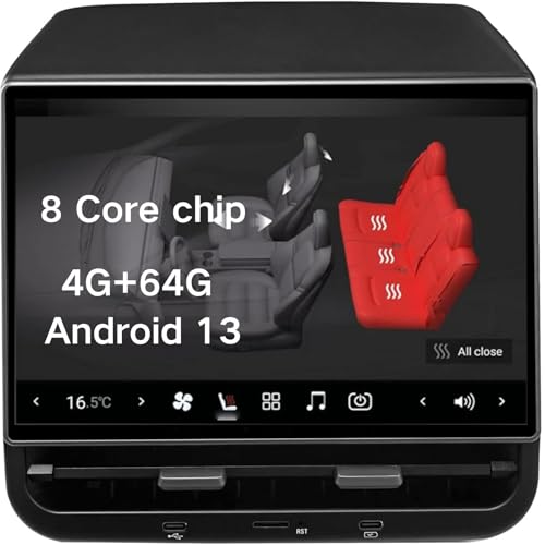 22 cm (8,6 Zoll) hinterer Bildschirm für Tesla Model 3 2019–2023 & Model Y 2019–2024, 22 cm (8,6 Zoll) hinteres Entertainment-Display 4G + 64 G, Android 13, unterstützt AC-Steuerung, Sitzheizung, 8 von KUNTLEY