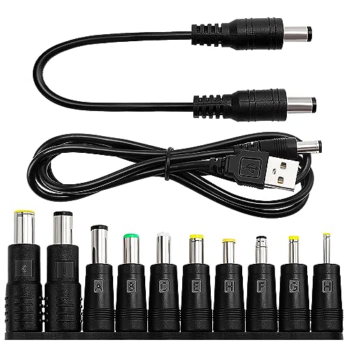 10 in 1 Universal DC Netzteil Adapter, KUOQIY 5.5x2.1mm DC Hohlstecker Adapter mit 2 Stücke Kabel, für Ventilatoren, Router, Schreibtischlampen, Computer 10 in 1 Universal DC Netzteil Adapter, KUOQIY 5.5x2.1mm DC Hohlstecker Adapter mit 2 Stücke Kabel, für Ventilatoren, Router, Schreibtischlampen, Computer von KUOQIY