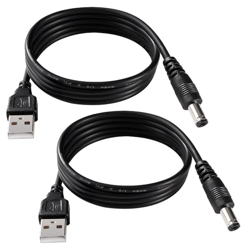 KUOQIY 2 Stücke 1m 24AWG USB zu 5V DC Kabel, USB auf 5.5mm x 2.1mm 5 Volt DC Hohlstecker Stromkabel für Elektronische Geräte, Laptops, Router, Lautsprecher KUOQIY 2 Stücke 1m 24AWG USB zu 5V DC Kabel, USB auf 5.5mm x 2.1mm 5 Volt DC Hohlstecker Stromkabel für Elektronische Geräte, Laptops, Router, Lautsprecher von KUOQIY