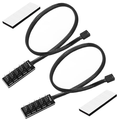 KUOQIY 2 Stücke 5 Port 4 Polige PWM Lüfter Splitter, 4-Pin-Stecker PC-Lüfter Hub, 4-polig / 3-polig Lüfter Stromkabel Hub Splitter Adapter, für 12V Computer 3-Polige 4-Polige Lüfter von KUOQIY