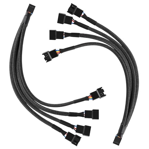 KUOQIY 2 Stücke Lüfterverlängerungs-Stromkabel 1 bis 4 Konverter, 4-poliger Adapterkabel Y-Splitter, 4-Wege PWM Lüfter Splitterkabel, für Computer Gehäuse 4/3-polig Kühler von KUOQIY