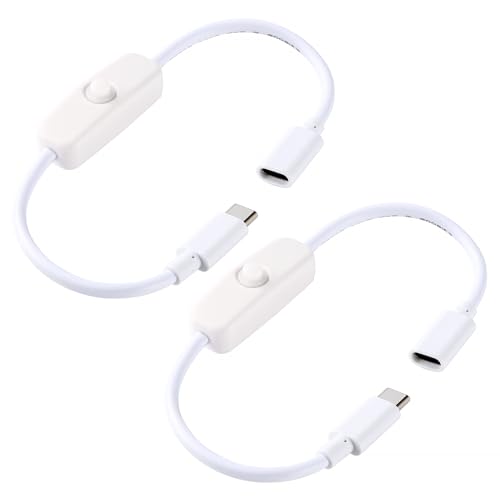 KUOQIY 2 Stücke Typ-C Stecker auf Buchse Schalter Verlängerungs Kabel, USB Typ-C Netzschalter EIN/Aus Verlängerungs Kabel, für LED Schreibtischlampe LED Streifen, Weiß KUOQIY 2 Stücke Typ-C Stecker auf Buchse Schalter Verlängerungs Kabel, USB Typ-C Netzschalter EIN/Aus Verlängerungs Kabel, für LED Schreibtischlampe LED Streifen, Weiß von KUOQIY